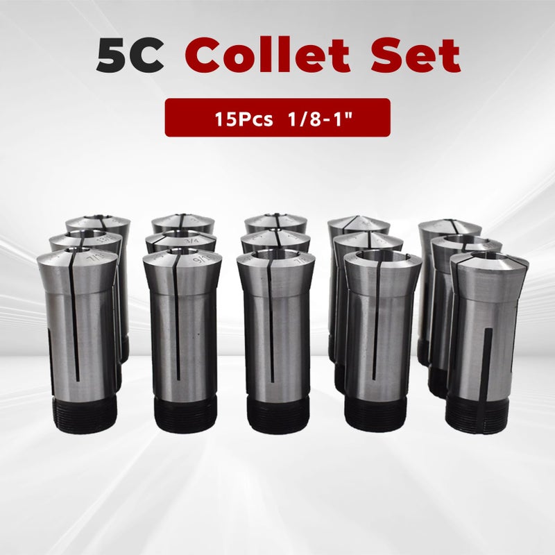 findmall 15Pcs 5C Collet Set 1/8-1" Mill Collet Holder Fit for CNC Engraving Machine - Image 5